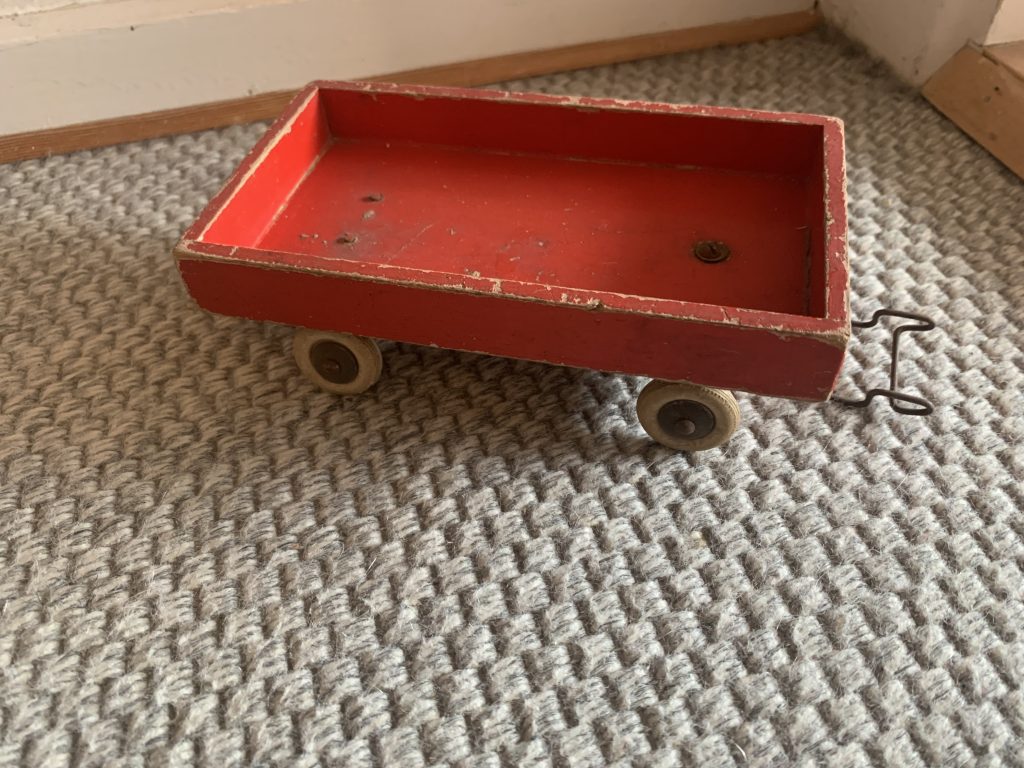 lego wooden wagon - lego trælegetøj rød vogn nr 2
